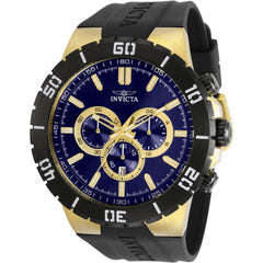 Invicta Men's Chrono Watch - Pro Diver Yellow Gold Case Blue Dial Black Strap | 30728