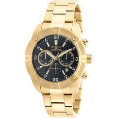 Invicta Men's Chrono Watch - Specialty Black Dial Yellow Gold Bracelet | 21470