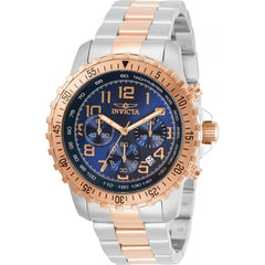 Invicta Men's Chrono Watch - Specialty Rose Gold Bezel Blue Dial TT Bracelet | 30794