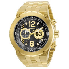 Invicta Men's Chronograph Watch - Aviator Black and Gold Dial Bracelet | 31592