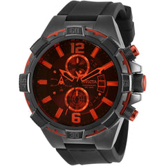 Invicta Men's Chronograph Watch - Aviator Black and Red Bezel Rubber Strap | 30406