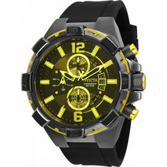 Invicta Men's Chronograph Watch - Aviator Black and Yellow Bezel Rubber Strap | 33061