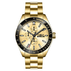 Invicta Men's Chronograph Watch - Aviator Black Bezel Gold Tone Dial Bracelet | 38970