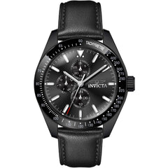 Invicta Men's Chronograph Watch - Aviator Black Case Leather Strap | 38982