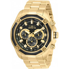 Invicta Men's Chronograph Watch - Aviator Black Dial Yellow Gold Bracelet | 34158