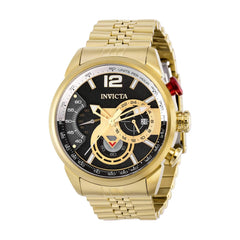 Invicta Men's Chronograph Watch - Aviator Black Dial Yellow Gold Bracelet | 39666