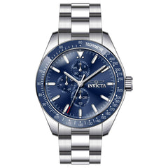 Invicta Men's Chronograph Watch - Aviator Blue Bezel Silver Tone Bracelet | 38965
