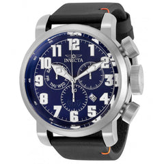 Invicta Men's Chronograph Watch - Aviator Blue Dial Black Leather Strap | 31682