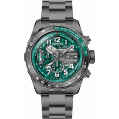 Invicta Men's Chronograph Watch - Aviator Gunmetal and Green Dial Bracelet | 36677