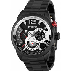 Invicta Men's Chronograph Watch - Aviator Japanese Quartz Black Steel Bracelet | 39662