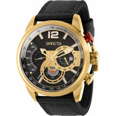 Invicta Men's Chronograph Watch - Aviator Quartz Black and Gold Dial Strap | 39656