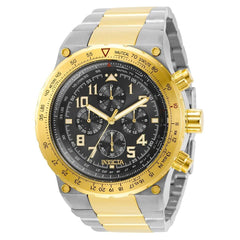 Invicta Men's Chronograph Watch - Aviator Quartz Black Dial Two Tone Bracelet | 31559