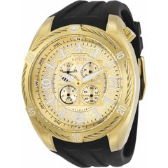 Invicta Men's Chronograph Watch - Aviator Quartz Gold Tone Dial Black Strap | 30486