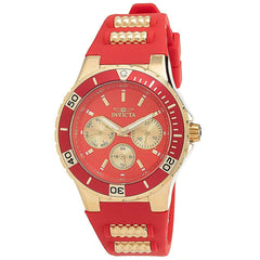 Invicta Men's Chronograph Watch - Aviator Red and Gold Tone Dial Strap | 37320