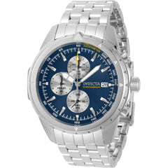 Invicta Men's Chronograph Watch - Aviator Silver and Blue Dial Steel Bracelet | 31495