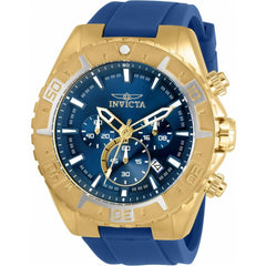 Invicta Men's Chronograph Watch - Aviator Yellow Gold Plated Case Blue Strap | 30753