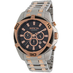 Invicta Men's Chronograph Watch - Bolt Black and Rose Gold Dial Steel Bracelet | 34129