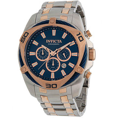 Invicta Men's Chronograph Watch - Bolt Blue and Rose Gold Dial Two Tone Bracelet | 34133