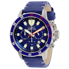 Invicta Men's Chronograph Watch - I-Force Quartz Blue dial Leather Strap | 31396