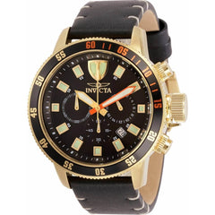 Invicta Men's Chronograph Watch - I-Force Yellow Gold Case Black Leather Strap | 31397