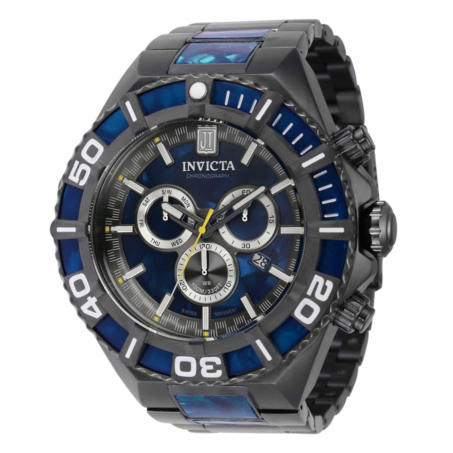 Invicta Men's Chronograph Watch Jason Taylor Gunmetal and Blue Brace