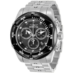 Invicta Men's Chronograph Watch - Pro Diver Black Bezel Silver Tone Bracelet | 31606