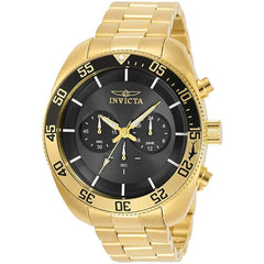 Invicta Men's Chronograph Watch - Pro Diver Black Dial Yellow Gold Bracelet | 30804