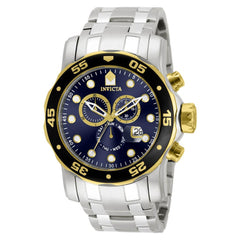Invicta Men's Chronograph Watch - Pro Diver Blue Dial Steel Bracelet Dive | 80041