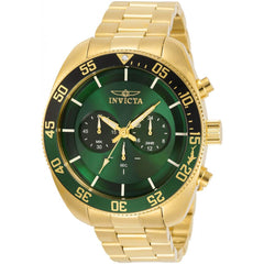 Invicta Men's Chronograph Watch - Pro Diver Green Dial Yellow Gold Bracelet | 30805