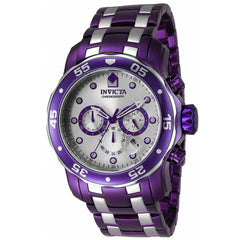 Invicta Men's Chronograph Watch - Pro Diver Purple and Silver Dial Bracelet | 40922