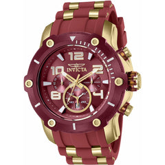 Invicta Men's Chronograph Watch - Pro Diver Red Dial Steel and Rubber Strap | 40810