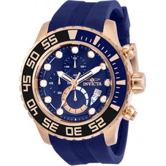 Invicta Men's Chronograph Watch - Pro Diver Rose Gold Case Blue Silicone Strap | 30731