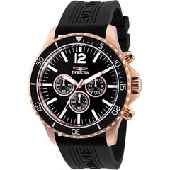 Invicta Men's Chronograph Watch - Pro Diver Rose Gold Tone Case Black Strap | 32510
