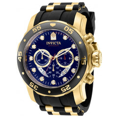 Invicta Men's Chronograph Watch - Pro Diver Scuba Black and Yellow Gold Strap | 37229