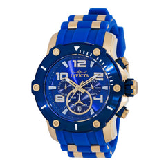 Invicta Men's Chronograph Watch - Pro Diver Yellow Gold Steel and Blue Strap | 40814