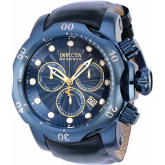 Invicta Men's Chronograph Watch - Reserve Venom Quartz Blue Dial Leather Strap | 36286