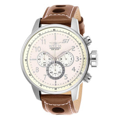 Invicta Men's Chronograph Watch - S1 Rally Beige Dial Brown Leather Strap | 25724