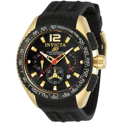 Invicta Men's Chronograph Watch - S1 Rally Black Dial Yellow Gold Case Strap | 33629