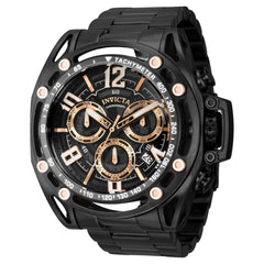Invicta Men's Chronograph Watch - S1 Rally Black Semi-Skeleton Dial Bracelet | 39145