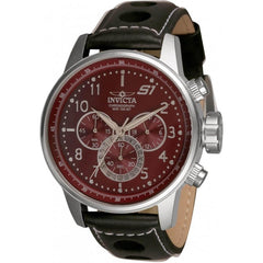 Invicta Men's Chronograph Watch - S1 Rally Burgundy Dial Black Leather Strap | 30915