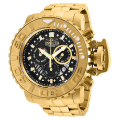 Invicta Men's Chronograph Watch - Sea Hunter Black Dial Yellow Gold Bracelet | 26107
