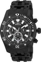 Invicta Men's Chronograph Watch - Sea Spider Steel & Polyurethane Bracelet Black Dial