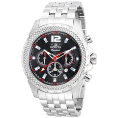 Invicta Men's Chronograph Watch - Signature Black Dial Silver Tone Bracelet | 7456