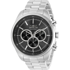 Invicta Men's Chronograph Watch - Specialty Black Dial Silver Tone Bracelet | 30977