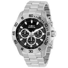 Invicta Men's Chronograph Watch - Specialty Black Dial Silver Tone Case | 21481