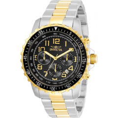 Invicta Men's Chronograph Watch - Specialty Black Dial Two Tone Bracelet | 30792