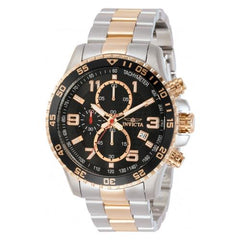 Invicta Men's Chronograph Watch - Specialty Black Dial Two Tone Steel Bracelet