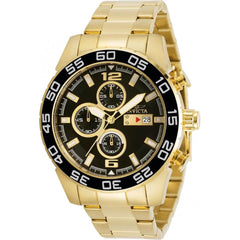 Invicta Men's Chronograph Watch - Specialty Black Dial Yellow Gold Bracelet | 30697