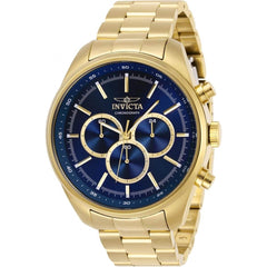 Invicta Men's Chronograph Watch - Specialty Blue Dial Yellow Gold Bracelet | 29169