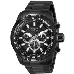 Invicta Men's Chronograph Watch - Speedway Black and Silver tone Dial Bracelet | 28660